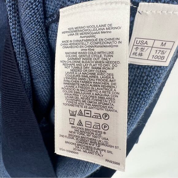 Brooks Brothers 100% Extra Fine Merino Wool 1/4 zip Sweater - Medium - Blue - Picture 3 of 4